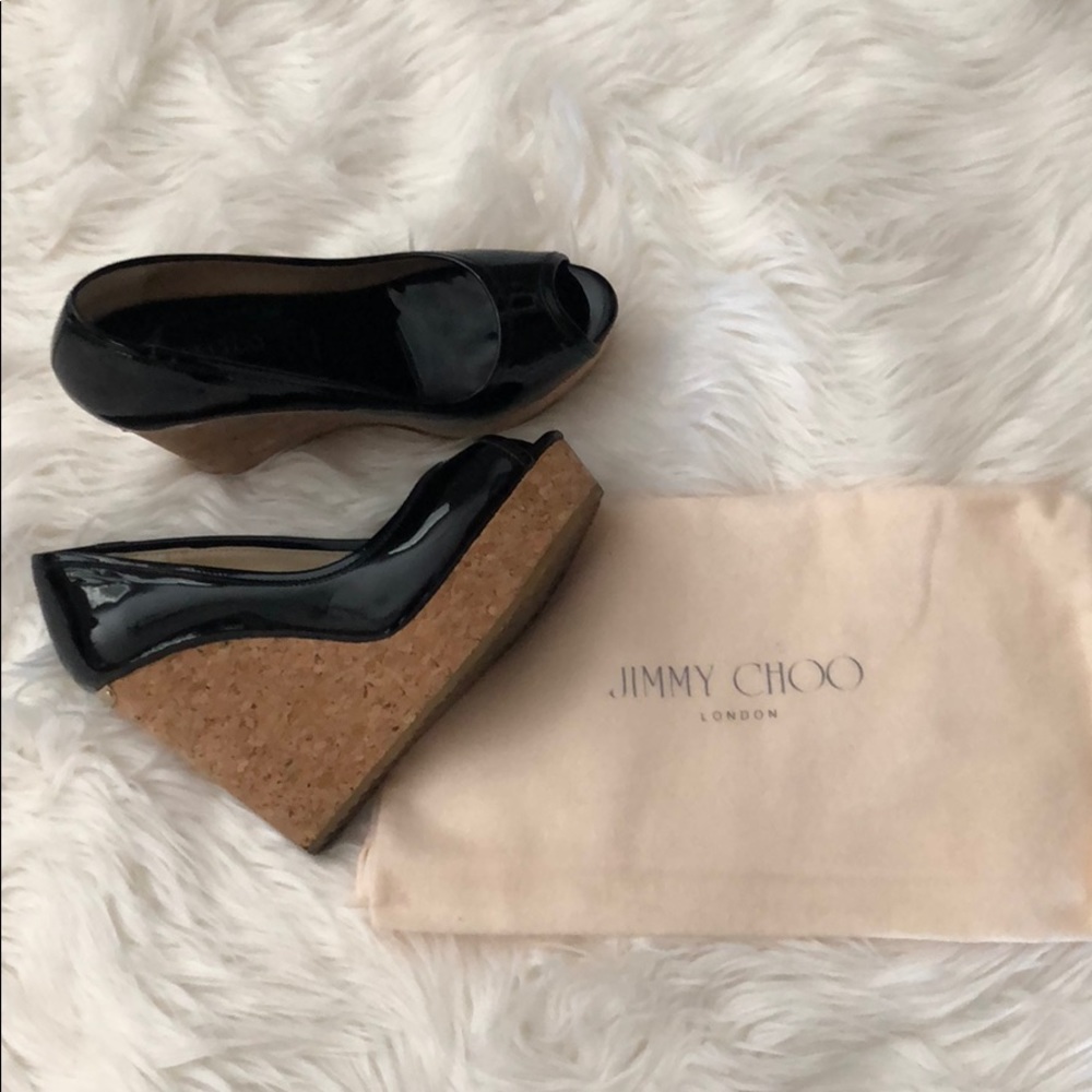 Authentic Jimmy Choo Peep Toe Wedge